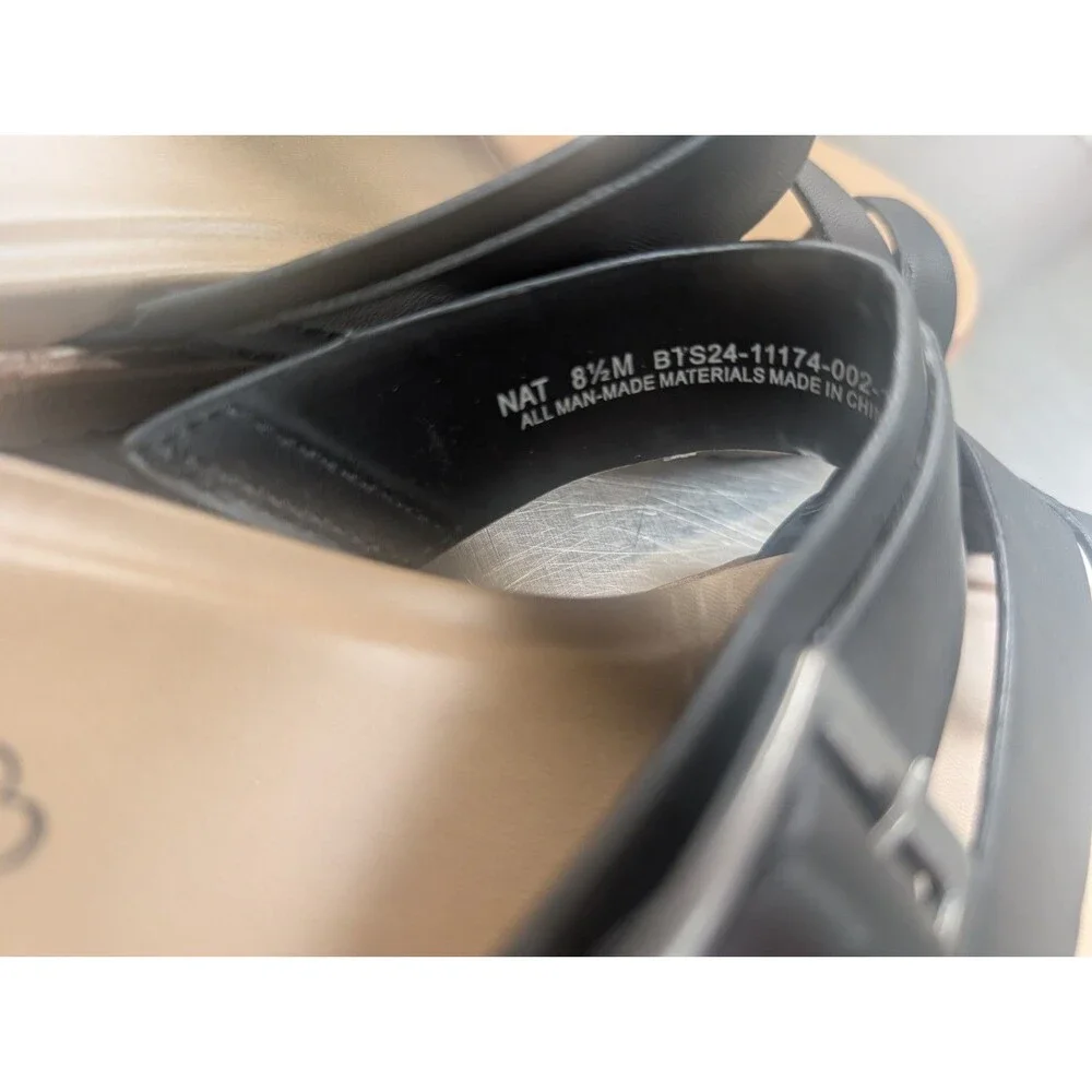 NWOB Baretraps Size 8.5 NAT Women's Sandals Black Toe Strap Sand Vacation Beach - Picture 4 of 8